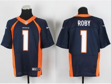 Nike Denver Broncos 1 Brandley Roby Blue Elite NFL Jersey