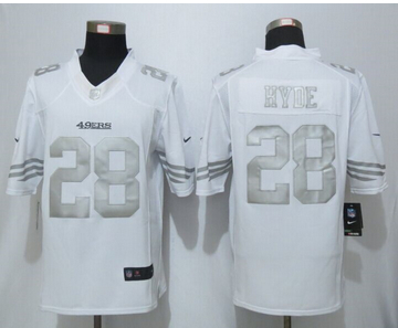 Nike San Francisco 49ers #28 Carlos Hyde Platinum White Limited Jerseys