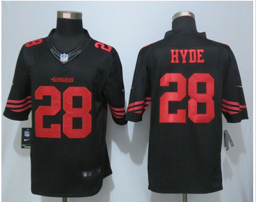 Nike San Francisco 49ers #28 Carlos Hyde Black Limited Jersey