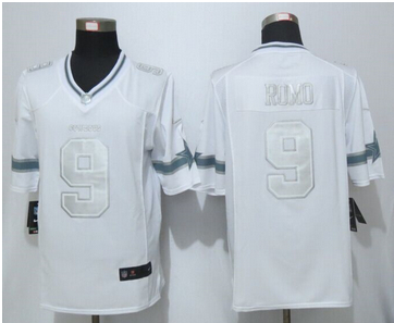 Nike Dallas Cowboys #9 Tony Romo Platinum White Limited Jerseys