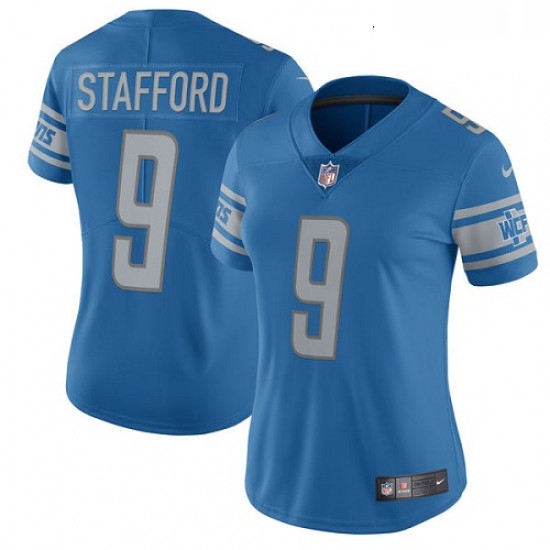 Womens Nike Detroit Lions 9 Matthew Stafford Limited Light Blue Team Color Vapor Untouchable NFL Jer