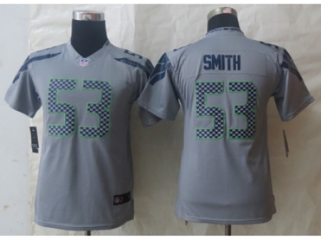 Youth Nike Seattle Seahawks #53 Smith Grey Jerseys