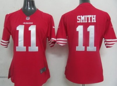 Womens Nike San Francisco 49ers 11 Smith Red Nike NFL Jerseys