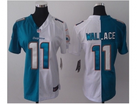 Nike women nfl jerseys miami dolphins #11 mike wallace white-green[Elite split]