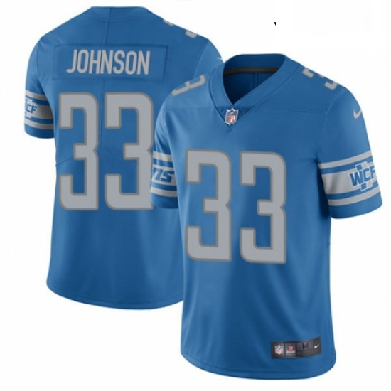 Youth Nike Detroit Lions 33 Kerryon Johnson Blue Team Color Vapor Untouchable Elite Player NFL Jerse