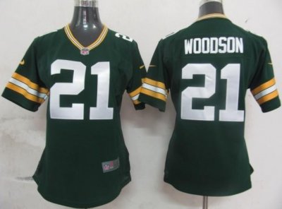 Womens Nike Green Bay Packers 21 Woodson Green Nike NFL Jerseys