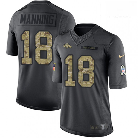 Men Nike Denver Broncos 18 Peyton Manning Limited Black 2016 Salute to Service NFL Jersey