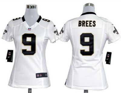 Womens Nike New Orleans Saints 9 Brees White Nike NFL Jerseys