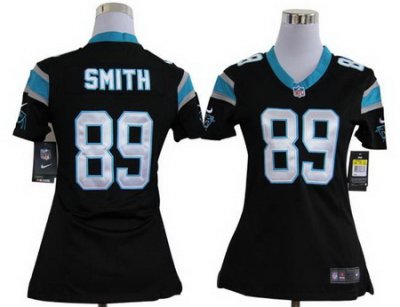 Women Nike Carolina Panthers #89 Steve Smith Black Nike NFL Jerseys