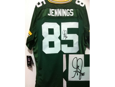 Nike Green Bay Packers 85 Greg Jennings Green Elite Signed NFL Jersey