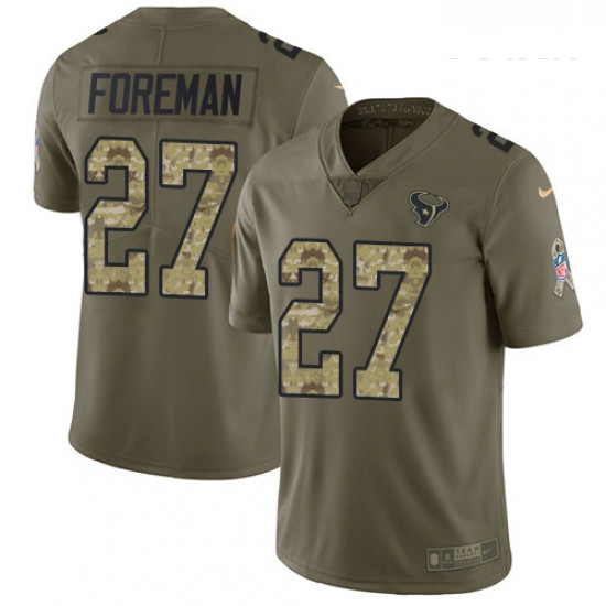 Youth Nike Houston Texans 27 DOnta Foreman Limited OliveCamo 2017 Salute to Service NFL Jersey