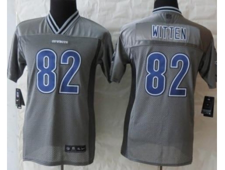 Youth Nike Dallas Cowboys 82 Jason Witten Grey Vapor Elite NFL Jerseys