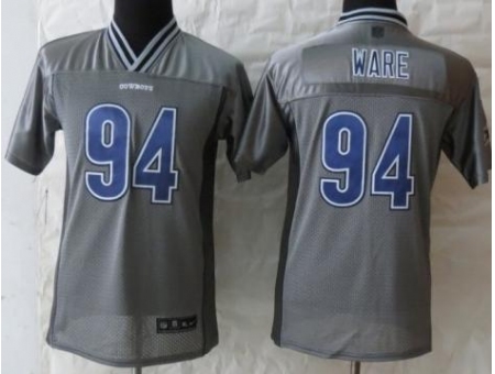 Youth Nike Dallas Cowboys 94 DeMarcus Ware Grey Vapor Elite NFL Jerseys