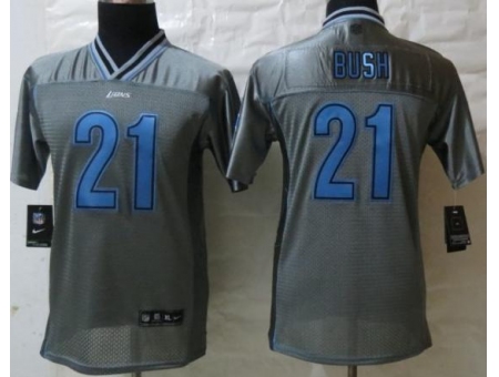 Youth Nike Detroit Lions 21 Reggie Bush Grey Vapor Elite NFL Jerseys