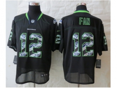 Nike Seattle Seahawks 12 Fan Black Elite Lights Out Fashion NFL Jersey