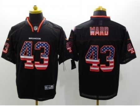 Nike Denver Broncos 43 T.J. Ward Black Elite USA Flag Fashion NFL Jersey