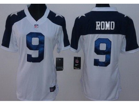 Women Nike Dallas Cowboys 9 Tony Romo White Thanksgivings LIMITED NFL Jerseys