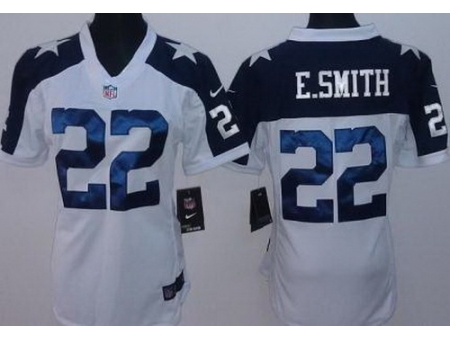 Women Nike Dallas Cowboys 22 E.SMITH White Thanksgivings LIMITED NFL Jerseys