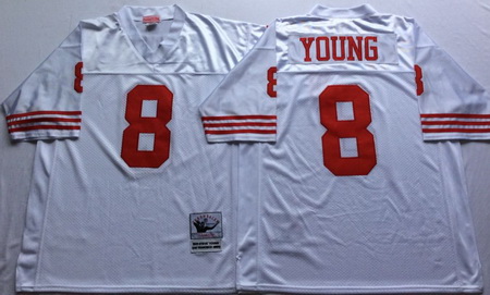 49ers 8 Steve Young White Throwback Jersey