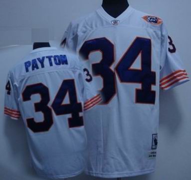 Chicago Bears 34 Walter Payton Premier white Color big number mitchellandness Jersey