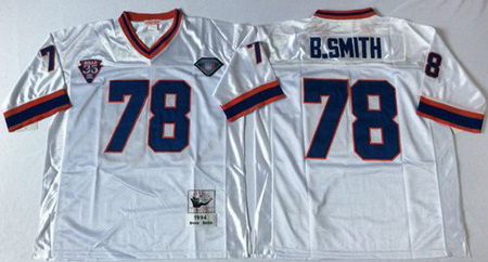 Mitchell&Ness Bills 78 Bruce Smith White Throwback Stitched NFL Jersey