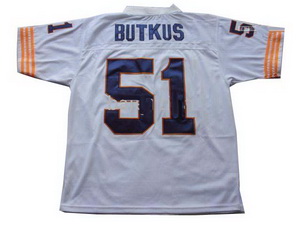 Butkus 51 Chicago Bears Throwback Jerseys White Jersey Big Number (1)