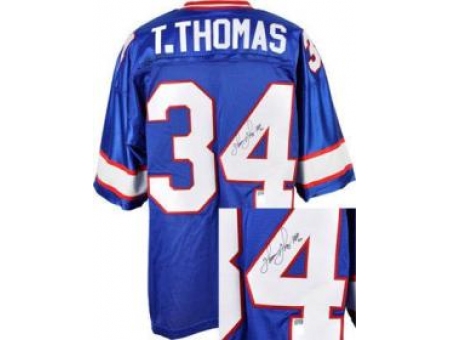 Buffalo Bills 34 Thurman Thomas Throwback M&N Signed NFL Jerseys