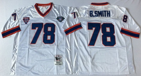 Bills 78 B Smith White Throwback Jersey