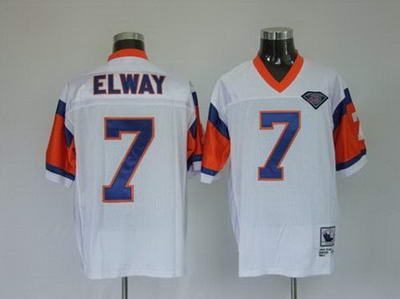 Denver Broncos 7 John Elway White Throwback Jerseys