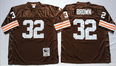 Mitchell&Ness 1963 Browns 32 Jim Brown Brown Throwback Stitched NFL Jersey