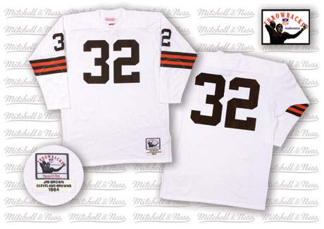 Cleveland Browns 32 Jim Brown white throwback