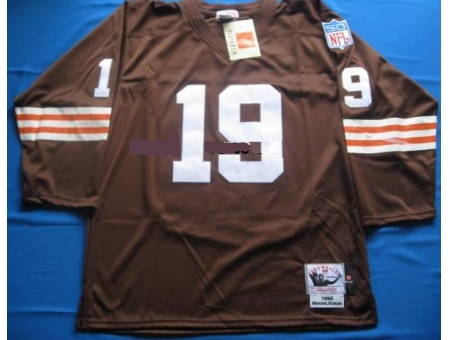 Cleveland Browns 19 Bernie Kosar Brown Long Sleeve Throwback NFL Jersey