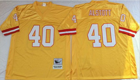 Mitchell&Ness Buccaneers 40 Mike Alstott Gold Throwback Stitched NFL Jersey