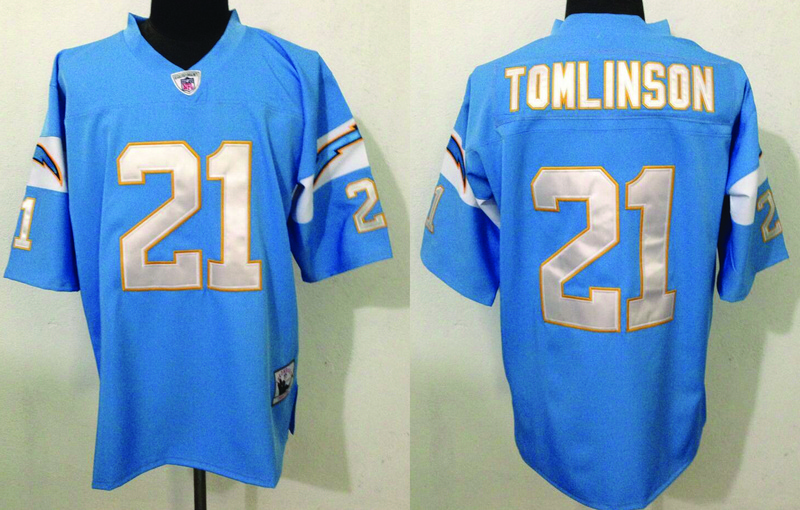 San Diego Chargers 21 L.Tomlinson light blue Throwback jerseys