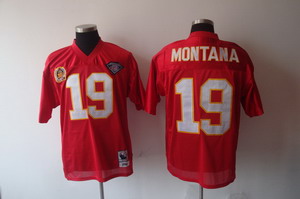 Kansas City Chiefs 19 Joe Montana Two Patch red throwback jerseys