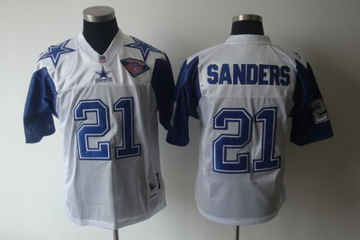 Dallas Cowboys 21 Deion Sanders White Throwback 75th white