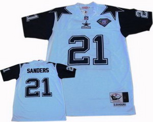 Dallas Cowboys 21 Deion Sanders Throwback Jersey White