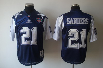 Dallas Cowboys 21 Deion Sanders blue Throwback 75th