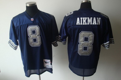 Dallas Cowboys 8 Troy Aikman Blue Jersey throwback