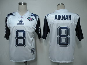 Dallas Cowboys 8 Aikman Throwback 75TH white Jerseys