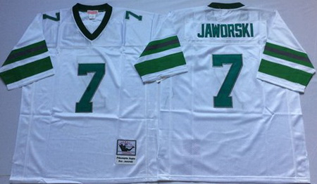 Mitchell&Ness Eagles 7 Ron Jaworski White Throwback Stitched NFL Jersey