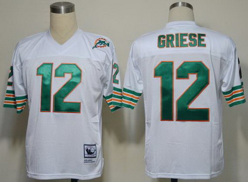 Miami Dolphins 12 Bob Griese White Throwback NFL Jersey