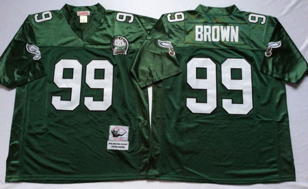 Eagles 99 Jerome Brown Green Throwback Jersey