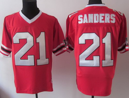 Atlanta Falcons 21 Deion Sanders Red M&N Throwback NFL Jerseys