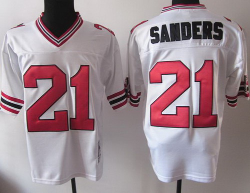 Atlanta Falcons 21 Deion Sanders White M&N Throwback NFL Jerseys