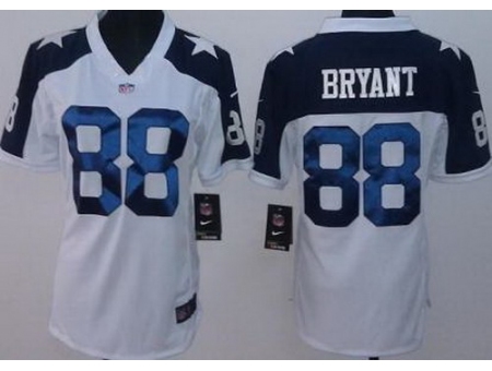 Women Nike Dallas Cowboys 88 Dez Bryant White Thanksgivings LIMITED NFL Jerseys