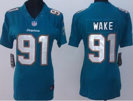 Women Nike Miami Dolphins 91 Cameron Wake Green Limited NFL Jerseys New Style