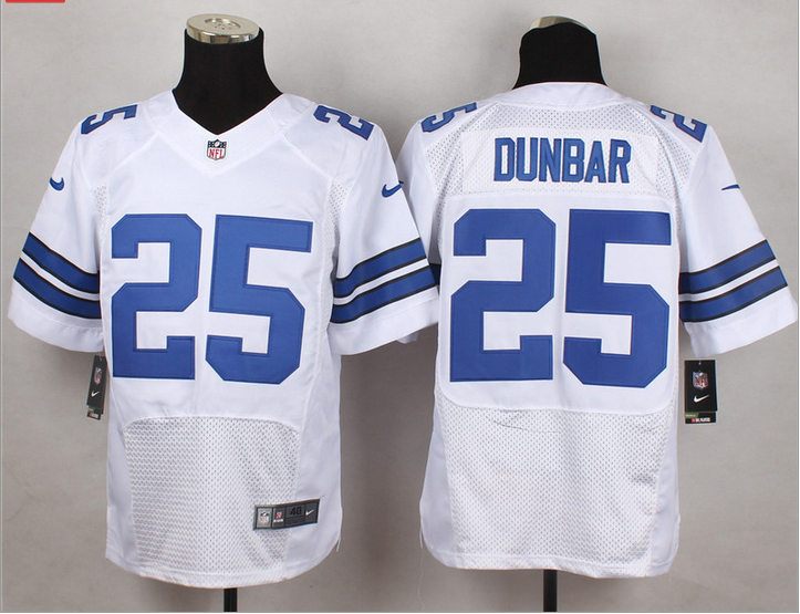 New Dallas Cowboys #25 Dunbar White Mens Stitched NFL Elite Jersey