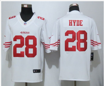 Nike San Francisco 49ers #28 Carlos Hyde White Mens NFL Limited Jersey