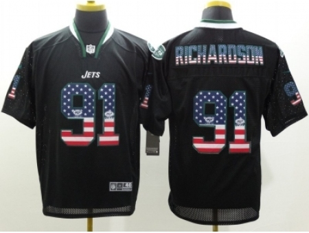 Nike New York Jets 91 Sheldon Richardson Black Elite USA Flag Fashion NFL Jersey